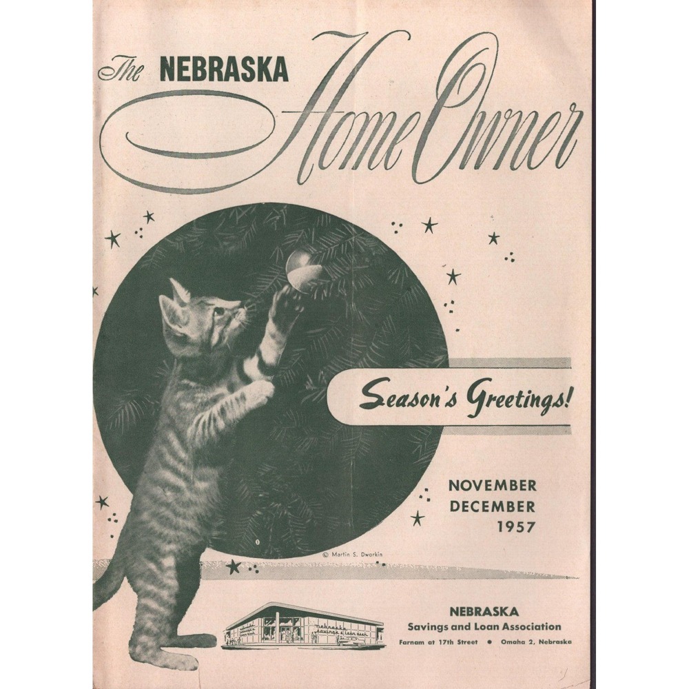 Vintage 1957 Nebraska Home Owner Magazine Kitten Cover Mid Century Ephemera